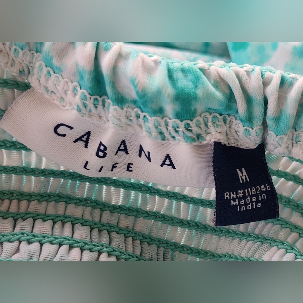 Cabana Life Off-Shoulder Turquoise Tile Print Cover-Up Dress with Tassels - Picture 10 of 10
